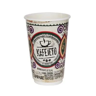 100% BIO PAPĪRA TERMOKRŪZES, KAS SADALĀS VIDĒ / AR APDRUKU / DIVU SLĀŅU / 400-450 ML / 16 oz / KPI-400TW-BIO