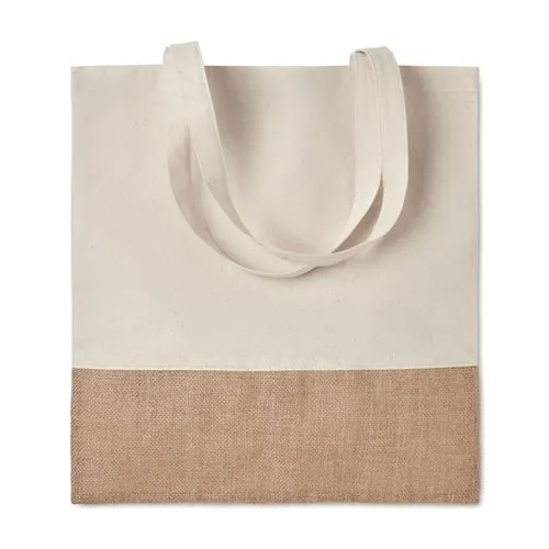 INDIA TOTE / kokvilna + džuta / 160 g / balts