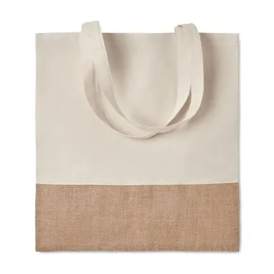 INDIA TOTE / kokvilna + džuta / 160 g / balts