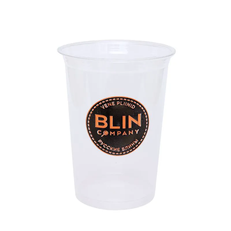 PET PLASTMASAS GLĀZĪTES / AR APDRUKU / 400-450 ML / 16 oz / KPI-400PET