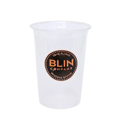 PET PLASTMASAS GLĀZĪTES / AR APDRUKU / 400-450 ML / 16 oz / KPI-400PET
