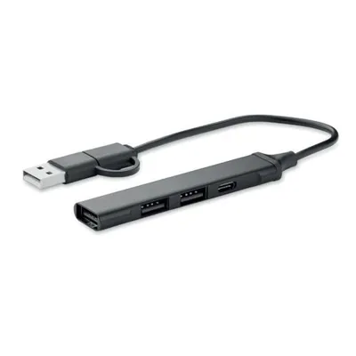 USB HUBS AR 4 PIESLĒGVIETĀM ''CURRENT'' / PĀRSTRĀDĀTS ALUMĪNIJS