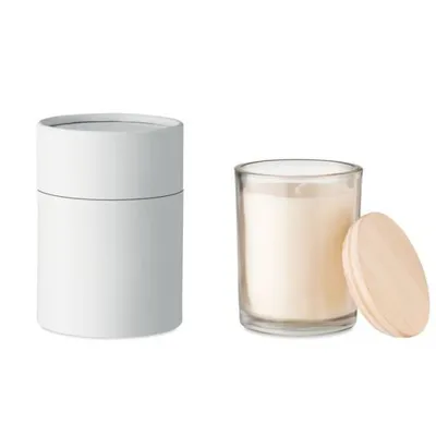 VASKA SVECE AR VANIĻAS AROMĀTU STIKLA TRAUCIŅĀ