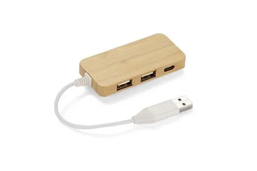 BAMBUSA USB HUBS AR NOMAINĀMU SPRAUDNI 