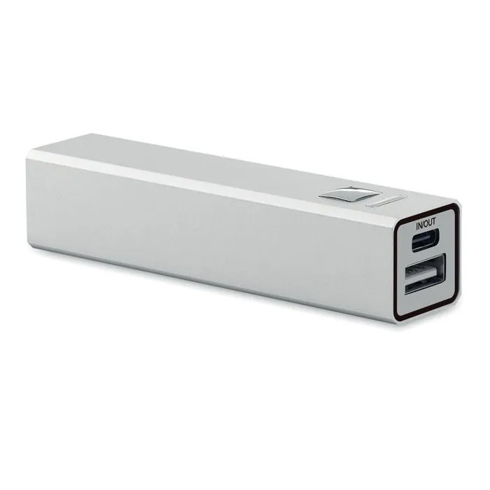 POVER BANKA ''POWERALUC'' NO PĀRSTRĀDĀTA ALUMĪNIJA / 2600 MAH / 2 KRĀSĀS / MO2374