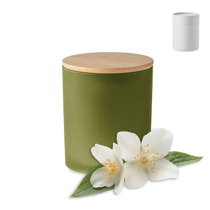 AUGU VASKA SVECE STIKLA GLAZĪTĒ, BALTĀ KASTĪTĒ / 4 AROMĀTI / 120 GR / MO6612
