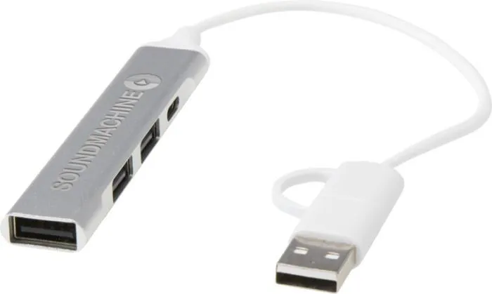 ALKAID 4 PORTU PĀRSTRĀDĀTA ALUMĪNIJA USB-A UN C TIPA CENTRMEZGLS AR DIVĀM IEEJĀM / PF124469