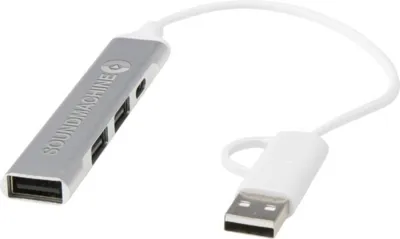 ALKAID 4 PORTU PĀRSTRĀDĀTA ALUMĪNIJA USB-A UN C TIPA CENTRMEZGLS AR DIVĀM IEEJĀM