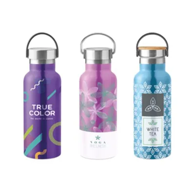 AR DUBULTAJĀM SIENĀM / NERŪSĒJOŠĀ TĒRAUDA PUDELE AR PILNKRĀSU APDRUKU / 750 ML